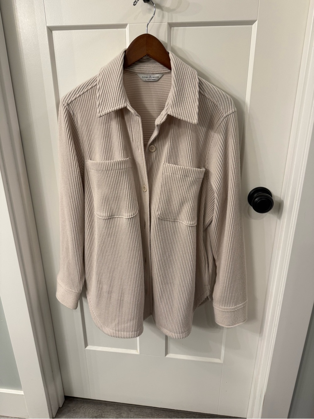 Alpine Design Cream Ribbed Button-Front Utility Jacket